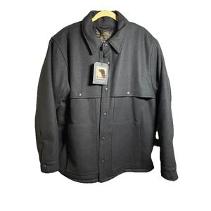 NWT FILSON Lined Wool Cape Coat Brown Black Twill Mackinaw USA XXL